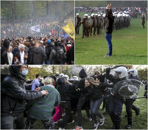 Išvaikiusi protesto prieš karantiną vakarėlį, Briuselio policija sulaikė 132 jo dalyvius