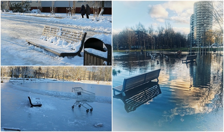 Klaidos lemia ir potvynius: pašalus parkas virto čiuožykla