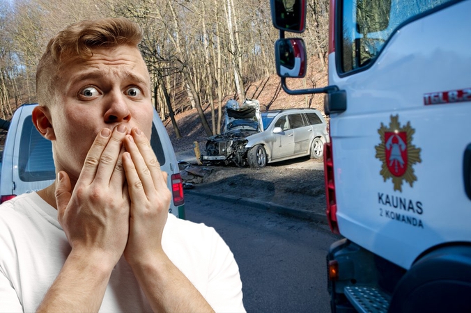 Nuo Kauno pareigūnų sprukęs vairuotojas rėžėsi į stulpą: už radinį automobilyje gresia kalėjimas