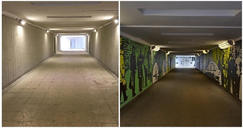 Kaunas „tvarkosi“: profesionalių menininkų piešiniai nyksta darbininkų rankomis