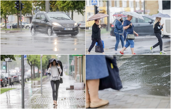 Vietomis Kauną skalavo smarkus lietus