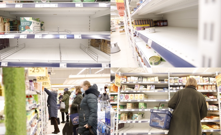 Prekybos tinklai: lentynos tuštėja greičiau, bet būtiniausių prekių trūkumo neprognozuojame
