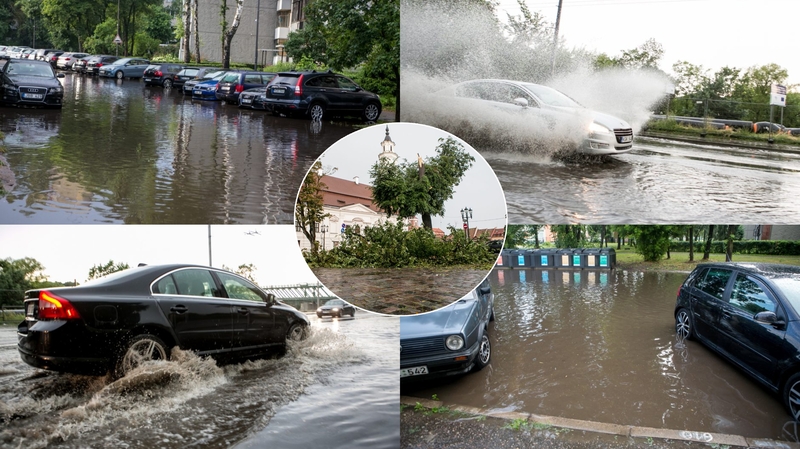 Po smarkios liūties Kaunas skaičiuoja nuostolius: virto medžiai, dingo elektra