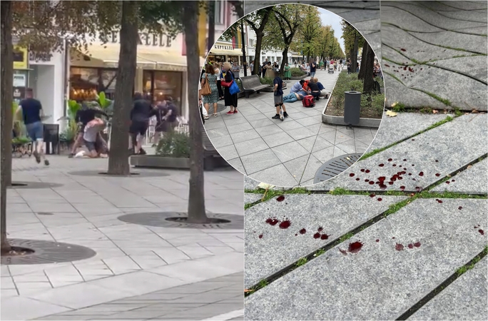 Žiaurios muštynės Laisvės alėjoje: jau nustatyti lazdomis ginkluoti įtariamieji