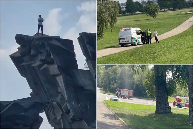 Praeiviai pašiurpo: ant aukštojo monumento – ekstremalas ar savižudis?