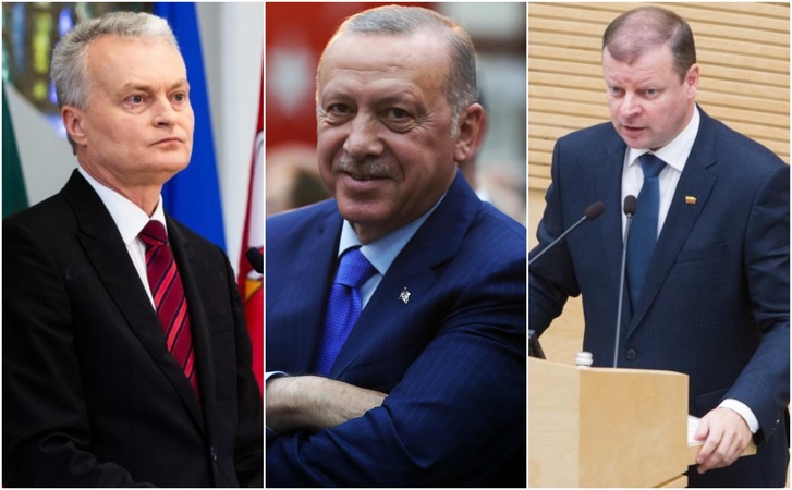 Saulius Skvernelis (iš kairėje), Recepas Tayyipas Erdoganas, Saulius Skvernelis