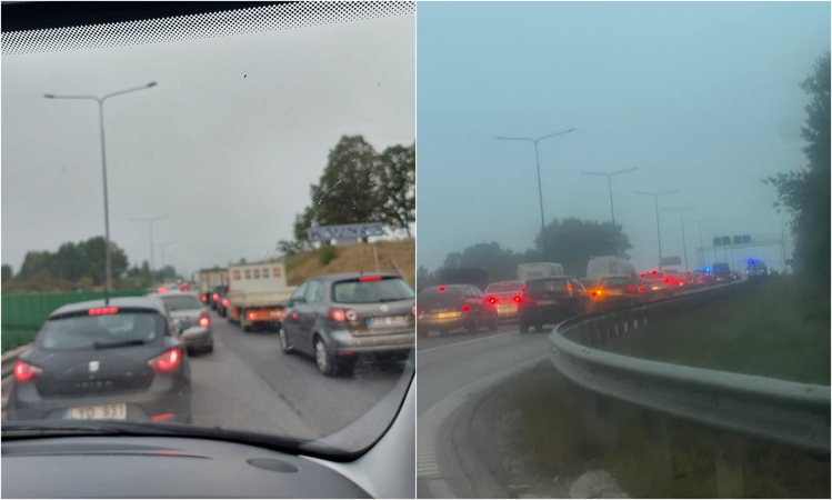 Sunkvežimio ir „Toyotos“ avarija: vienas vairuotojas – ligoninėje, eismas buvo paralyžiuotas 4 val.