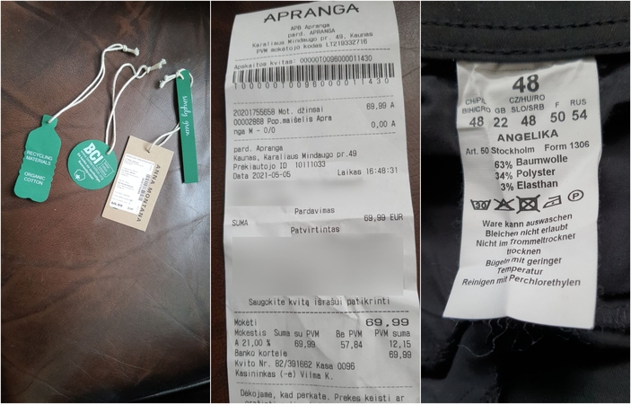 Pirkėją nuvylė neatitikimas ant džinsų etikečių