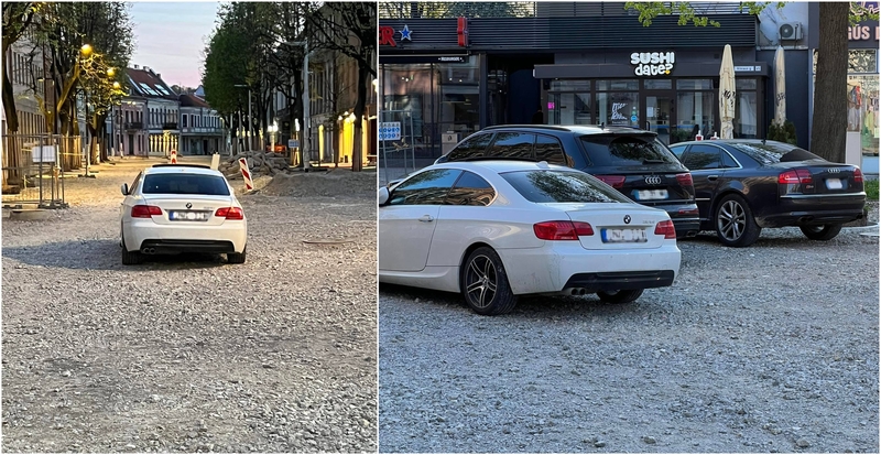 Įžūlu: rekonstruojamoje Vilniaus gatvėje įsirengė nelegalų parkingą