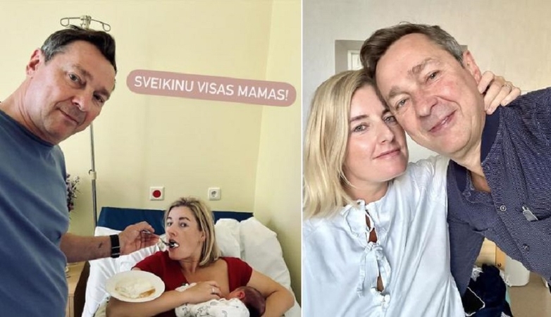 Motinos dieną – šeimyninis A. Zuoko kadras su žmona ir naujagime