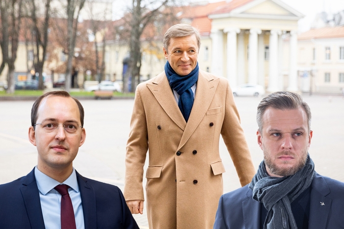 Marius Skuodis (iš kairės), Ramūnas Karbauskis, Gabrielius Landsbergis