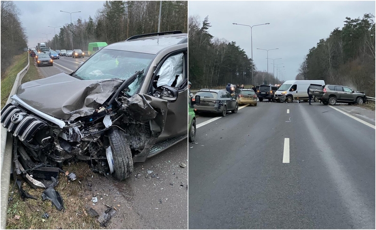 Masinė avarija magistralėje: saugaus greičio nepasirinkęs vairuotojas taranavo kitus