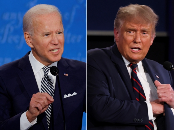 Donaldas Trumpas (dešinėje) ir Joe Bidenas (kairėje)