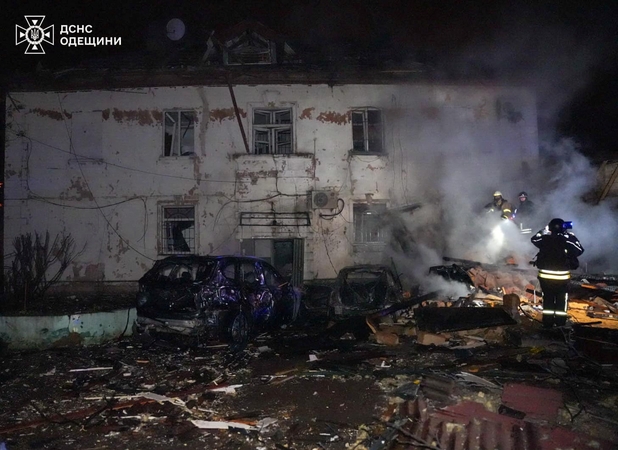 Per Rusijos dronų ataką Odesoje sužeisti keturi žmonės, sutriko elektros tiekimas