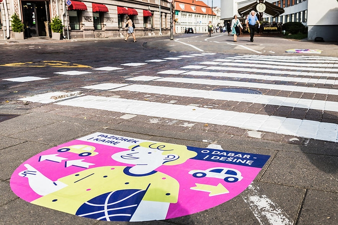 Rugsėjo 1-ąją sostinės perėjose moksleivius pasitiks spalvingi piešiniai