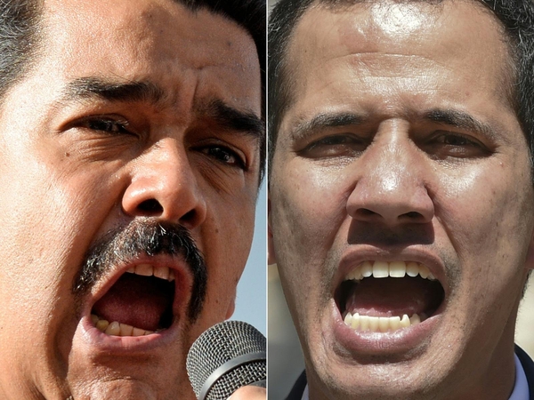 Nicolas Maduro (kairėje) ir Juanas Guaido