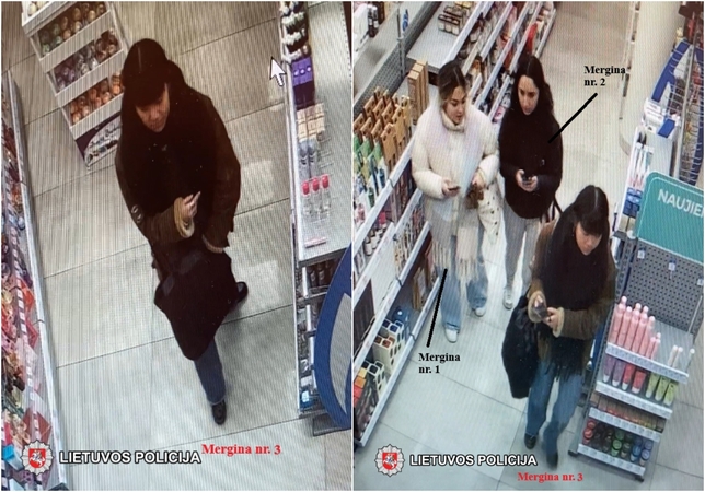 Vilniaus policija prašo pagalbos: kas iš parduotuvės nugvelbė kosmetikos prekes?