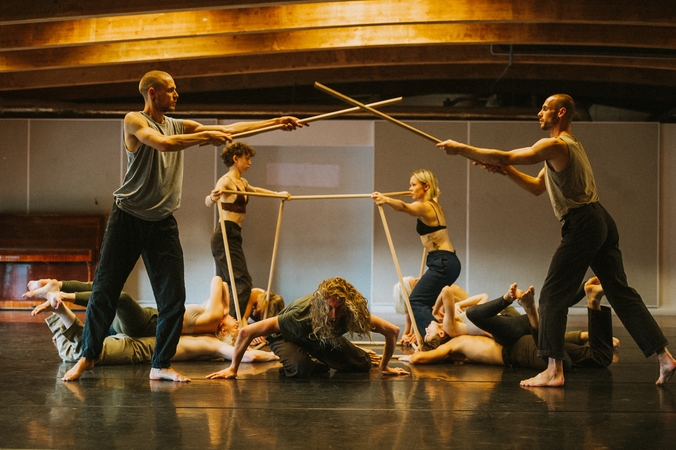 Spektaklio „Mikado“ repeticija.