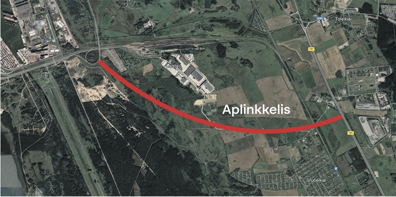 Variantas: galima pietinio aplinkkelio trasos vieta būtų Taikos prospekto tęsinys iki Klaipėdos–Šilutės kelio.
