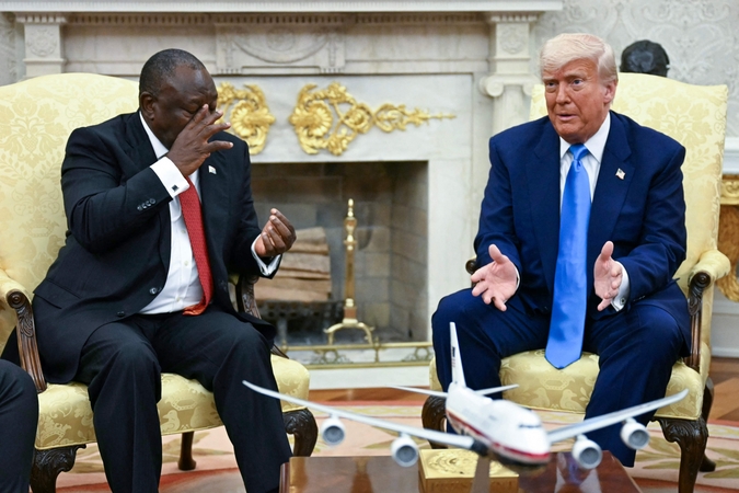  Cyrilas Ramaphosa ir Donaldas Trumpas