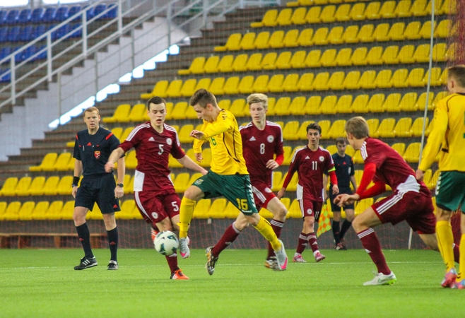 Lietuvos jaunių futbolo rinktinė dvikovą su latviais baigė taikiai