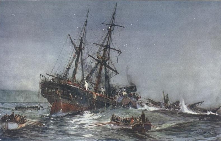 Vienintelis piešinys, kurio autorius nežinomas, vaizduoja kaip iš tikrųjų atrodė „Birkenhead“.