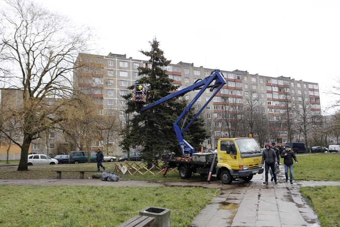 Gyvenamuosiuose rajonuose nušvis Kalėdų eglutės