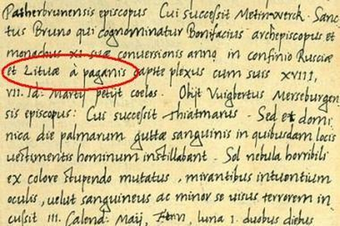 Šaltinis, kuriame pirmąkart minimas Lietuvos vardas - Vilniuje