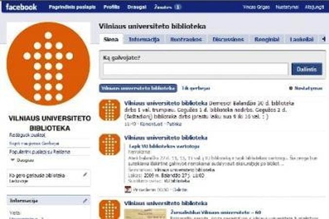 VU biblioteka ieško draugų interneto bendruomenėje „Facebook“