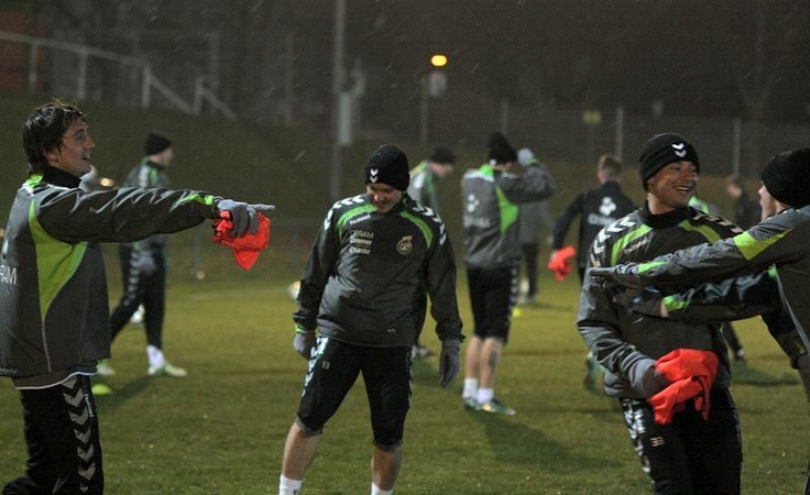 Pirmoje Lietuvos futbolo rinktinės treniruotėje Austrijoje – šlapdriba