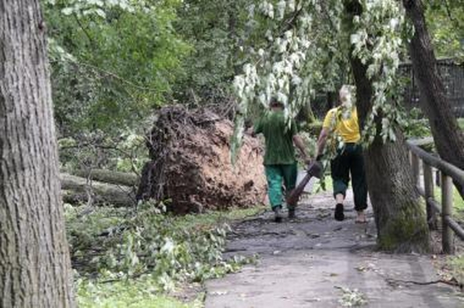 Varėnoje šalinami škvalo padariniai
