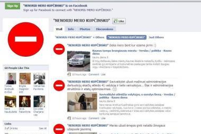 Tinklapyje "Facebook" - grupė prieš merą A.Kupčinską  