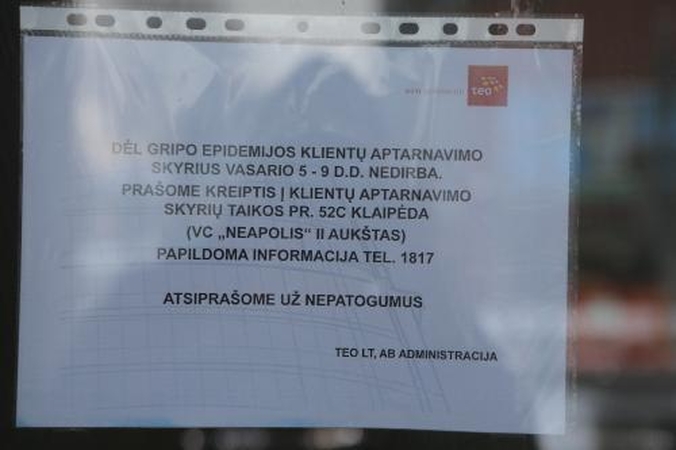 Per gripo epidemiją – spyna ant Klaipėdos įstaigos durų