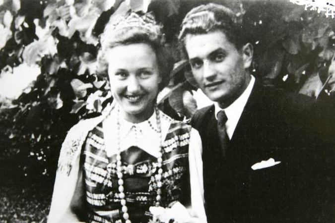 J.Lukša-Daumantas su žmona Nijole vestuvių dieną – 1950 m. liepos 23-iąją.