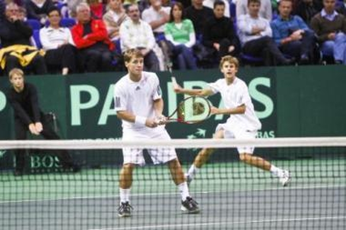 Mačas: R.Berankis ir L.Grigelis gražiausią mačą sužaidė poroje.